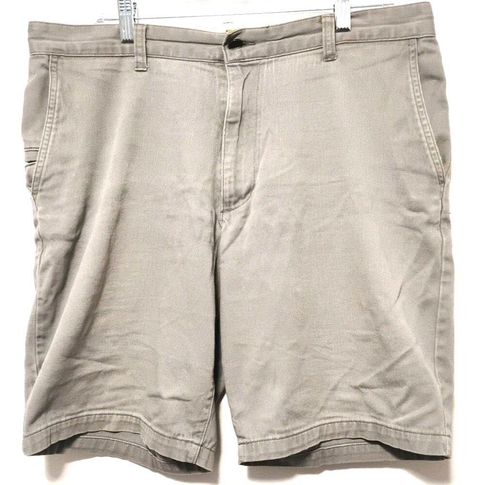 dockers sz 34 Men’s Gray shorts button zipper pockets outdoor logo adult